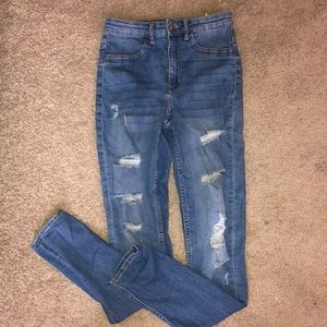 High rise ripped skinny jeans